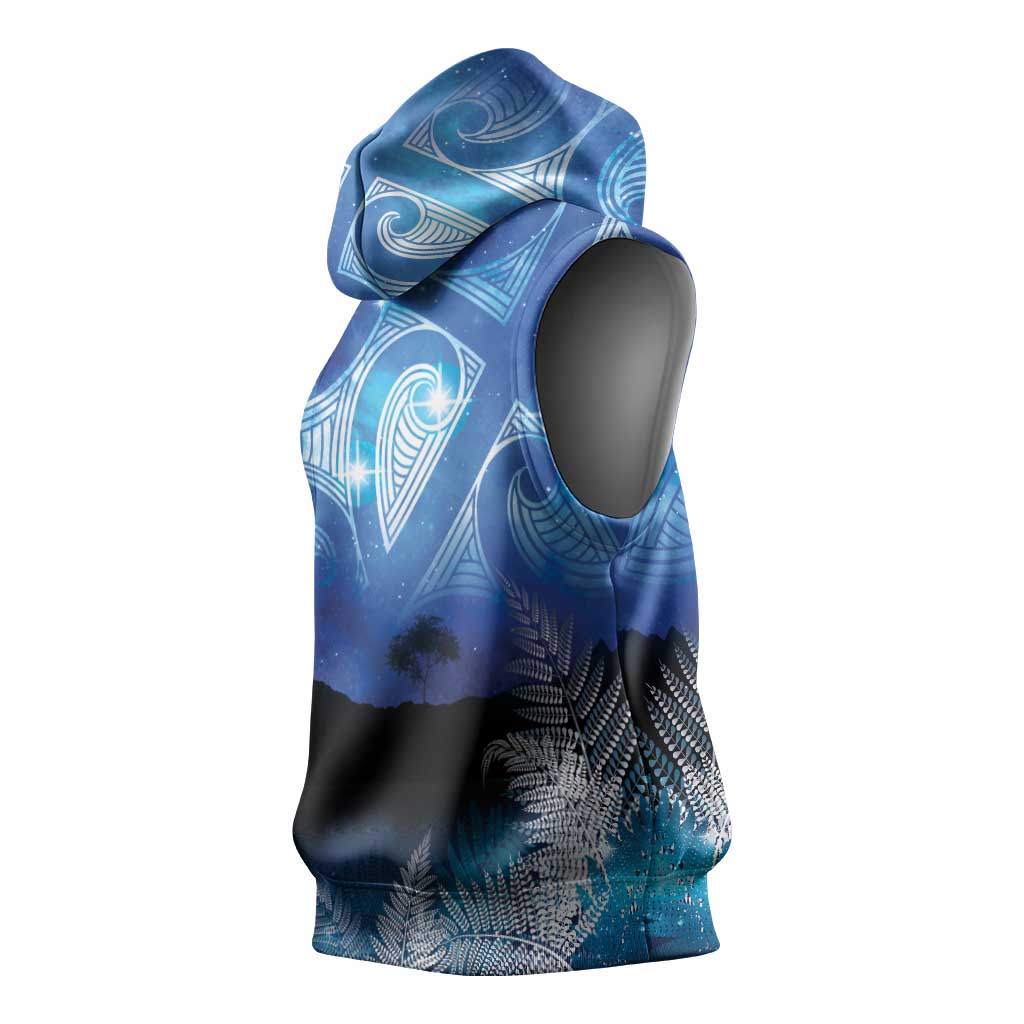 NZ Maori Matariki Scenery Sleeveless Hoodie Galaxy Sky