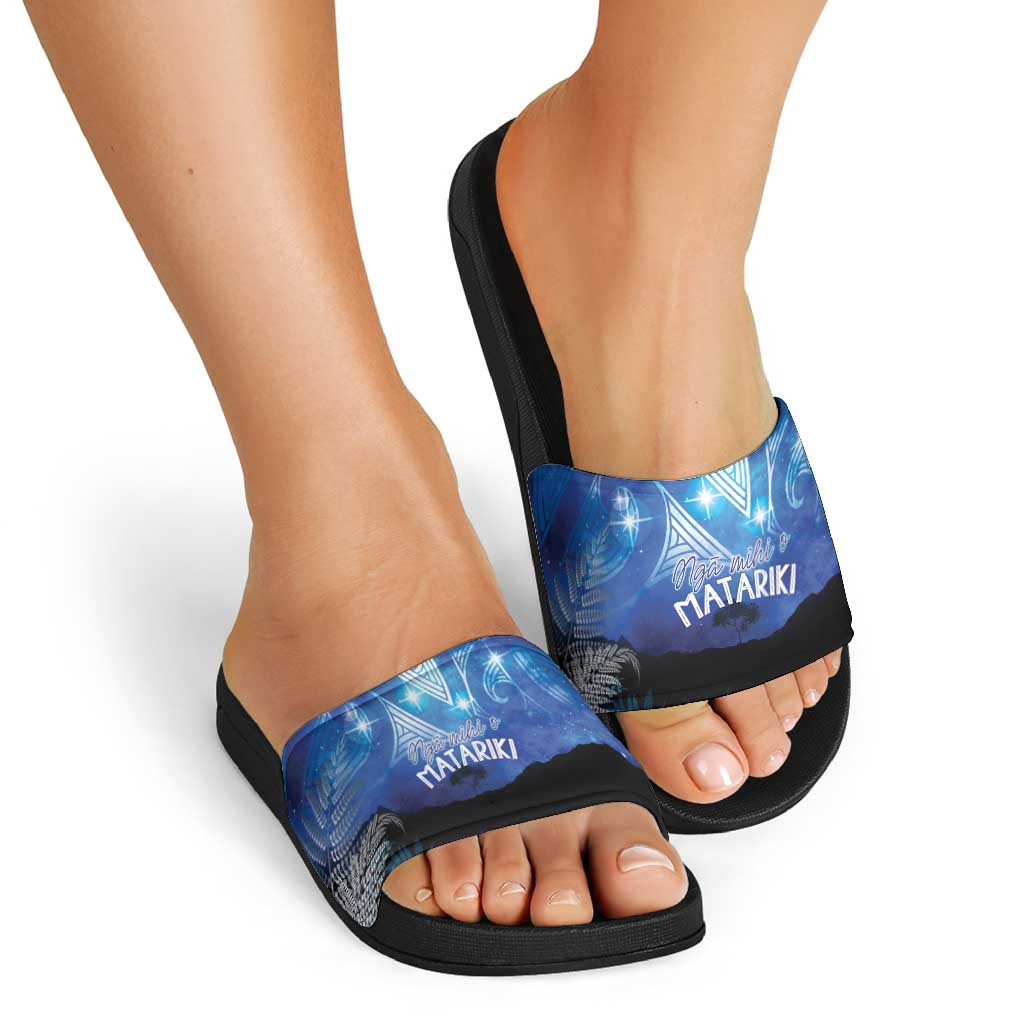 NZ Maori Matariki Scenery Slide Sandals Galaxy Sky