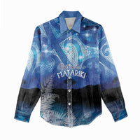 NZ Maori Matariki Scenery Women Casual Shirt Galaxy Sky