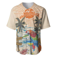 Personalized Christmas In July - Hawaii Retro Baseball Jersey Lost In Parrot-dise LT7 Beige - Polynesian Pride