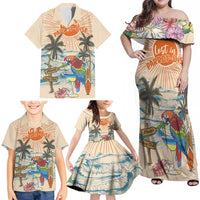 Personalized Christmas In July - Hawaii Retro Family Matching Off Shoulder Maxi Dress and Hawaiian Shirt Lost In Parrot-dise LT7 - Polynesian Pride