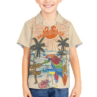 Personalized Christmas In July - Hawaii Retro Family Matching Off Shoulder Maxi Dress and Hawaiian Shirt Lost In Parrot-dise LT7 Son's Shirt Beige - Polynesian Pride