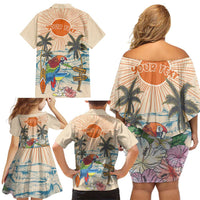 Personalized Christmas In July - Hawaii Retro Family Matching Off Shoulder Short Dress and Hawaiian Shirt Lost In Parrot-dise LT7 - Polynesian Pride