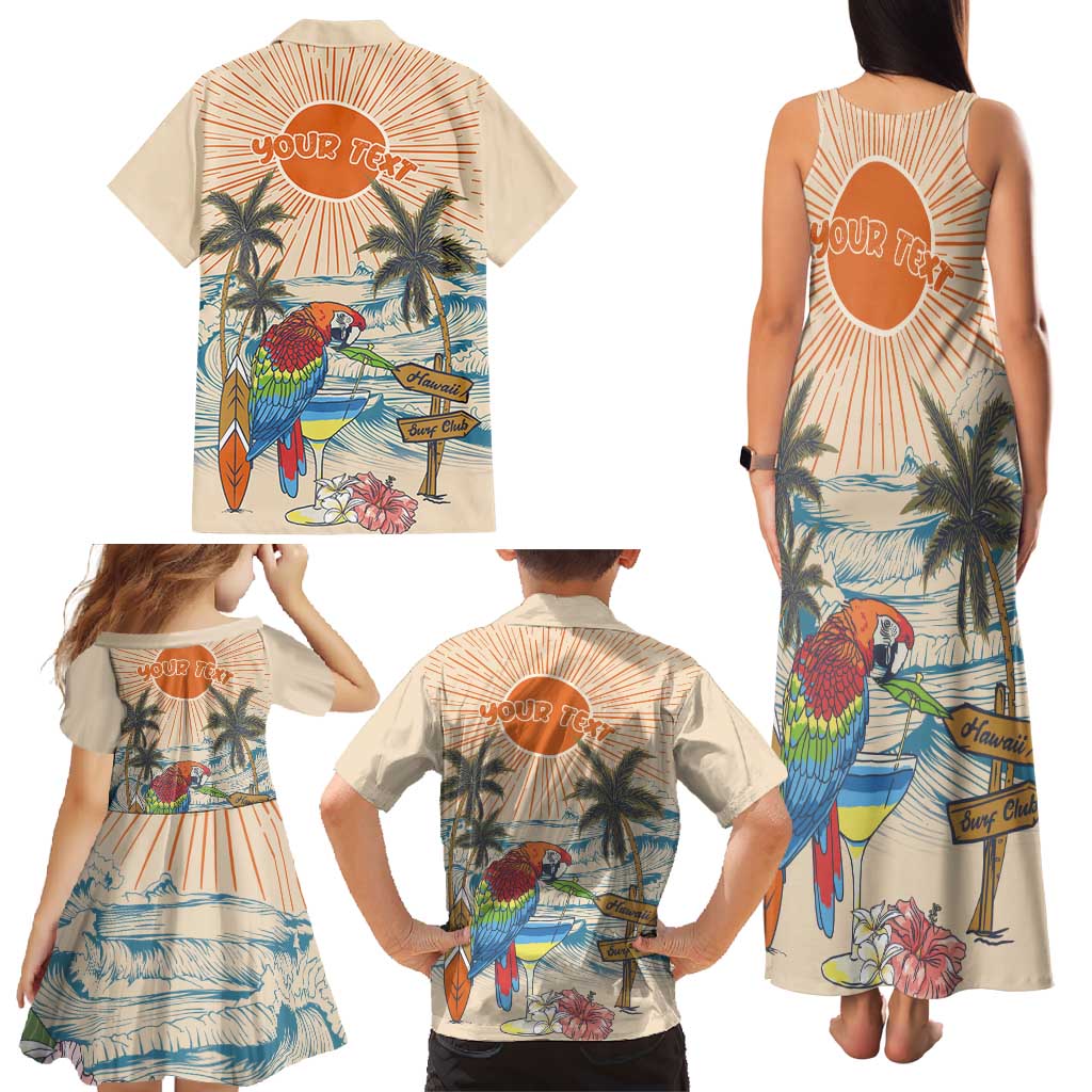 Personalized Christmas In July - Hawaii Retro Family Matching Tank Maxi Dress and Hawaiian Shirt Lost In Parrot-dise