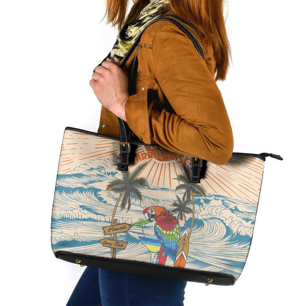 Christmas In July - Hawaii Retro Leather Tote Bag Lost In Parrot-dise LT7 Beige - Polynesian Pride
