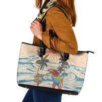 Christmas In July - Hawaii Retro Leather Tote Bag Lost In Parrot-dise LT7 Beige - Polynesian Pride