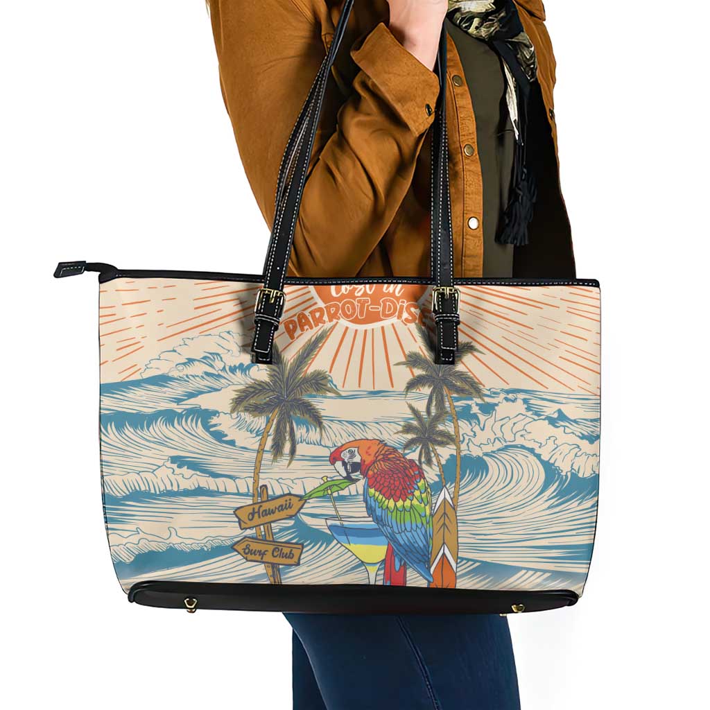 Christmas In July - Hawaii Retro Leather Tote Bag Lost In Parrot-dise LT7 - Polynesian Pride