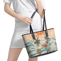 Christmas In July - Hawaii Retro Leather Tote Bag Lost In Parrot-dise LT7 - Polynesian Pride