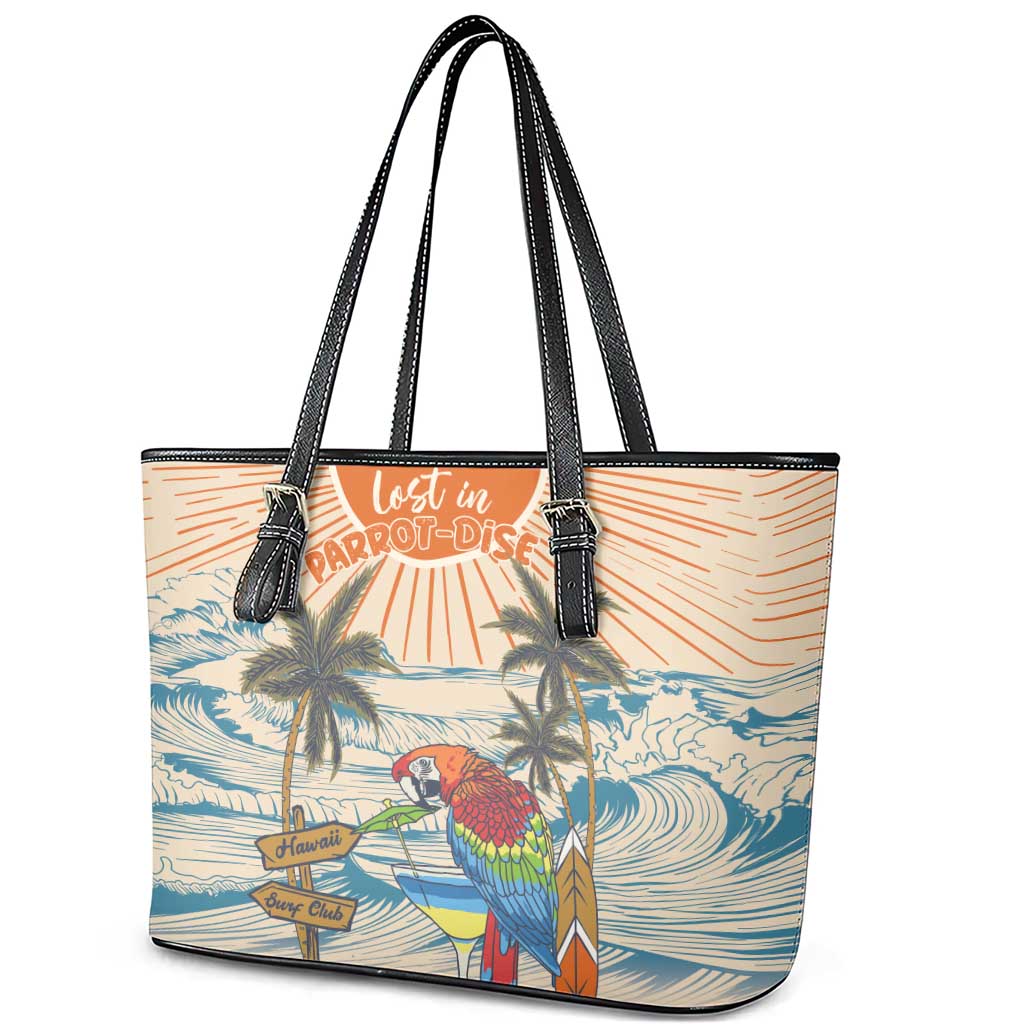 Christmas In July - Hawaii Retro Leather Tote Bag Lost In Parrot-dise LT7 - Polynesian Pride