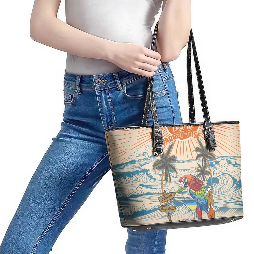 Christmas In July - Hawaii Retro Leather Tote Bag Lost In Parrot-dise LT7 - Polynesian Pride