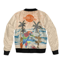 Personalized Christmas In July - Hawaii Retro Sleeve Zip Bomber Jacket Lost In Parrot-dise