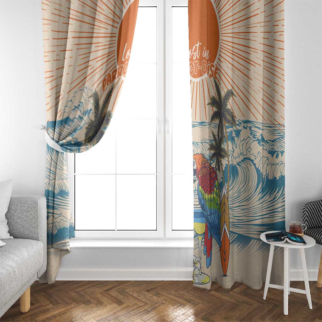 Christmas In July - Hawaii Retro Window Curtain Lost In Parrot-dise