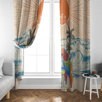 Christmas In July - Hawaii Retro Window Curtain Lost In Parrot-dise