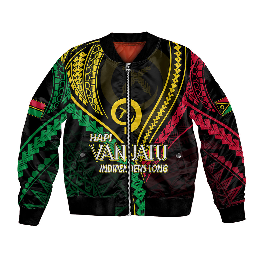 Personalised Vanuatu Bomber Jacket 43rd Hapi Indipendens Long LT7 Unisex Black - Polynesian Pride