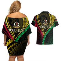 Personalised Vanuatu Couples Matching Off Shoulder Short Dress and Hawaiian Shirt 43rd Hapi Indipendens Long LT7 - Polynesian Pride