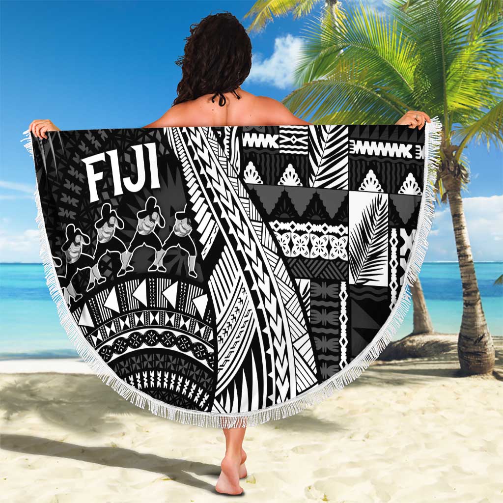 Fiji Rugby Bula Masi Beach Blanket Fish Tail Kaivity Cibi - Black