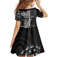 Fiji Rugby Personalised Bula Masi Family Matching Long Sleeve Bodycon Dress and Hawaiian Shirt Fish Tail Kaivity Cibi - Black LT7 - Polynesian Pride