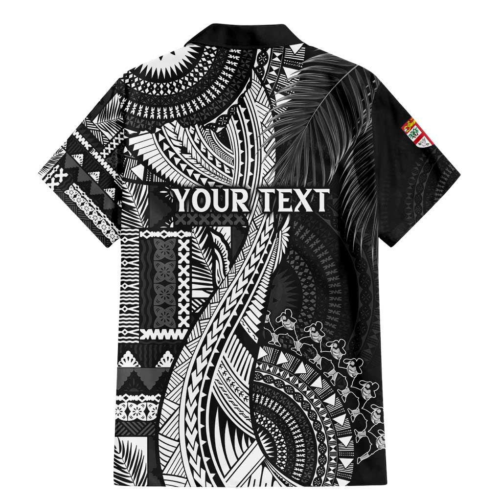 Fiji Rugby Personalised Bula Masi Family Matching Mermaid Dress and Hawaiian Shirt Fish Tail Kaivity Cibi - Black LT7 - Polynesian Pride