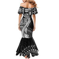 Fiji Rugby Personalised Bula Masi Family Matching Mermaid Dress and Hawaiian Shirt Fish Tail Kaivity Cibi - Black LT7 - Polynesian Pride