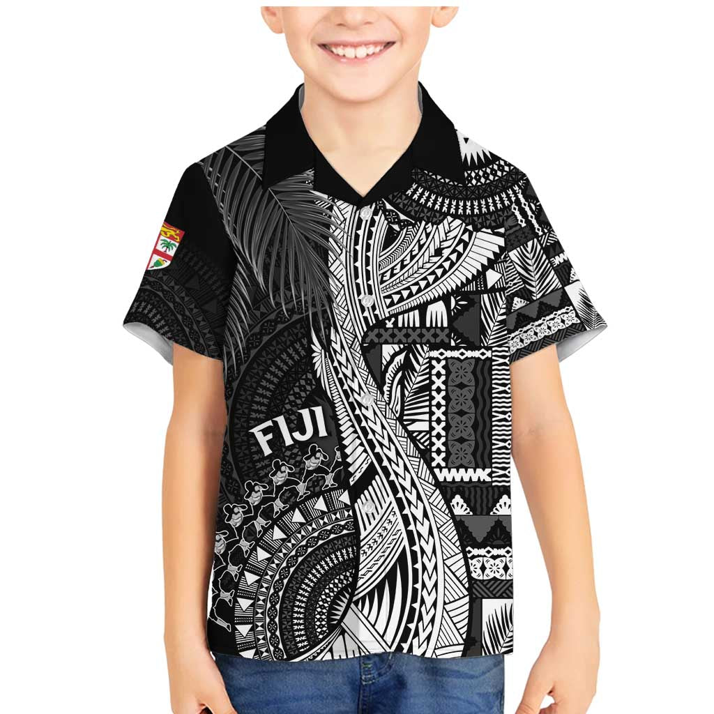 Fiji Rugby Personalised Bula Masi Family Matching Mermaid Dress and Hawaiian Shirt Fish Tail Kaivity Cibi - Black LT7 Son's Shirt Black - Polynesian Pride