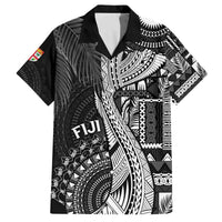 Fiji Rugby Personalised Bula Masi Family Matching Off The Shoulder Long Sleeve Dress and Hawaiian Shirt Fish Tail Kaivity Cibi - Black LT7 Dad's Shirt - Short Sleeve Black - Polynesian Pride