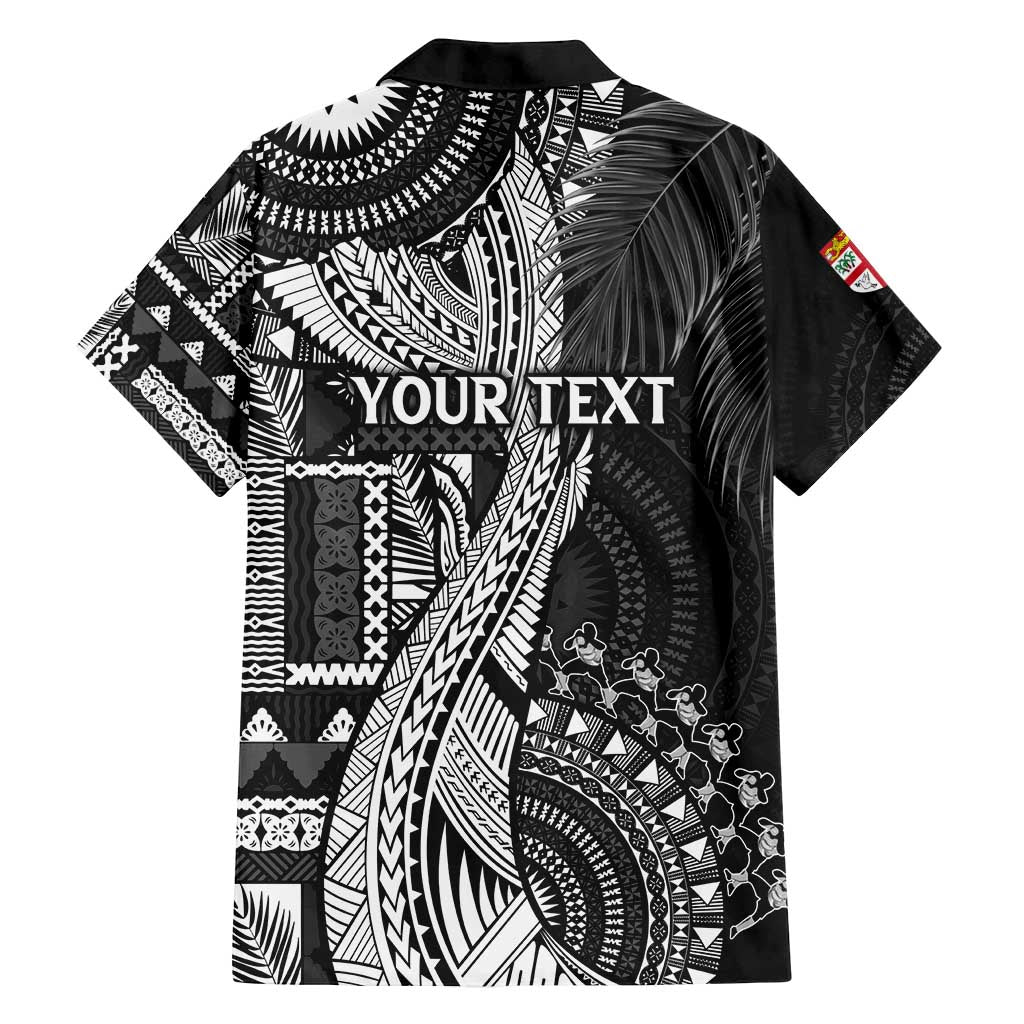 Fiji Rugby Personalised Bula Masi Family Matching Off Shoulder Maxi Dress and Hawaiian Shirt Fish Tail Kaivity Cibi - Black LT7 - Polynesian Pride