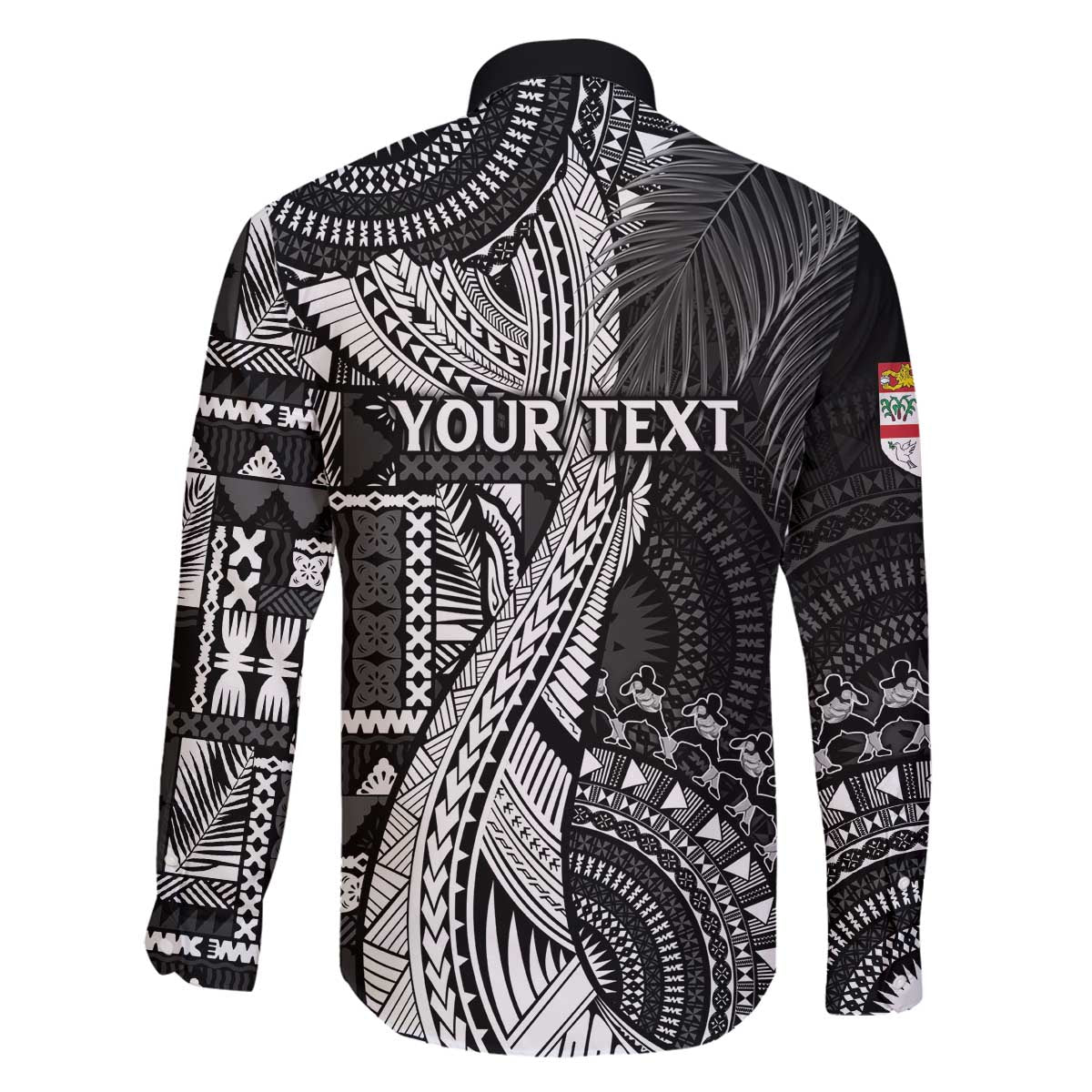 Fiji Rugby Personalised Bula Masi Family Matching Off Shoulder Short Dress and Hawaiian Shirt Fish Tail Kaivity Cibi - Black LT7 - Polynesian Pride