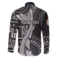 Fiji Rugby Personalised Bula Masi Family Matching Off Shoulder Short Dress and Hawaiian Shirt Fish Tail Kaivity Cibi - Black LT7 - Polynesian Pride