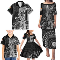 Fiji Rugby Personalised Bula Masi Family Matching Puletasi and Hawaiian Shirt Fish Tail Kaivity Cibi - Black LT7 - Polynesian Pride