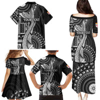Fiji Rugby Personalised Bula Masi Family Matching Puletasi and Hawaiian Shirt Fish Tail Kaivity Cibi - Black LT7 - Polynesian Pride