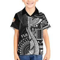 Fiji Rugby Personalised Bula Masi Family Matching Summer Maxi Dress and Hawaiian Shirt Fish Tail Kaivity Cibi - Black LT7 Son's Shirt Black - Polynesian Pride
