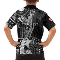 Fiji Rugby Personalised Bula Masi Family Matching Tank Maxi Dress and Hawaiian Shirt Fish Tail Kaivity Cibi - Black LT7 - Polynesian Pride