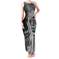 Fiji Rugby Personalised Bula Masi Family Matching Tank Maxi Dress and Hawaiian Shirt Fish Tail Kaivity Cibi - Black LT7 Mom's Dress Black - Polynesian Pride