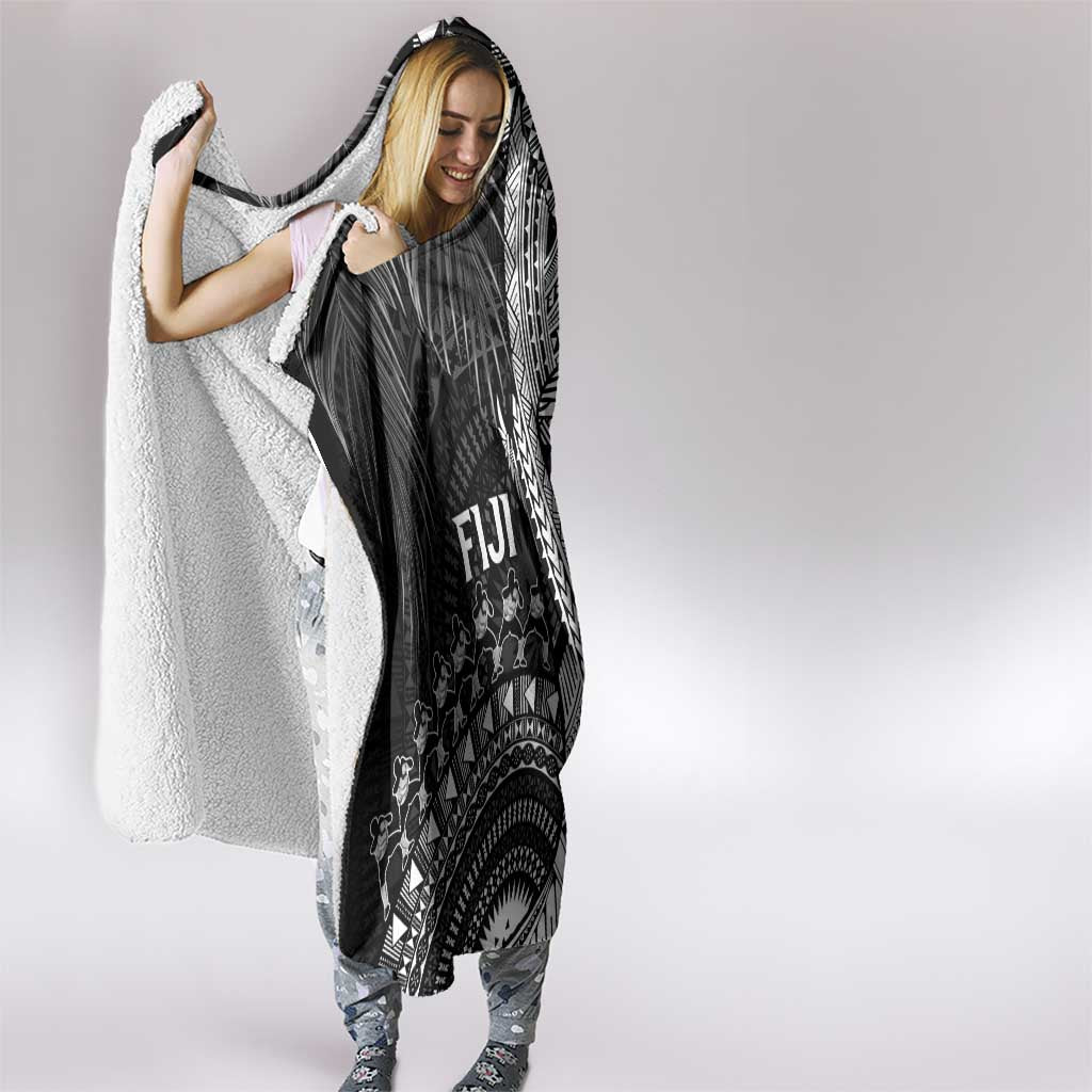 Fiji Rugby Bula Masi Hooded Blanket Fish Tail Kaivity Cibi - Black