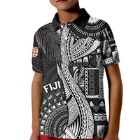 Fiji Rugby Personalised Bula Masi Kid Polo Shirt Fish Tail Kaivity Cibi - Black LT7 Kid Black - Polynesian Pride