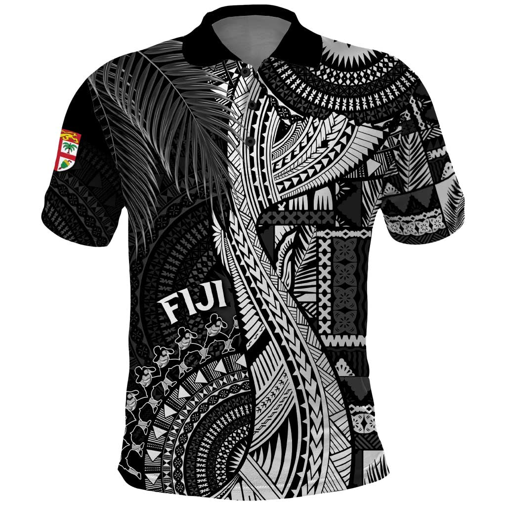 Fiji Rugby Personalised Bula Masi Polo Shirt Fish Tail Kaivity Cibi - Black LT7 Black - Polynesian Pride