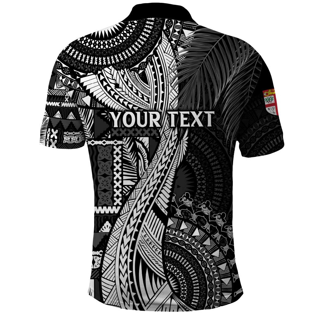 Fiji Rugby Personalised Bula Masi Polo Shirt Fish Tail Kaivity Cibi - Black LT7 - Polynesian Pride