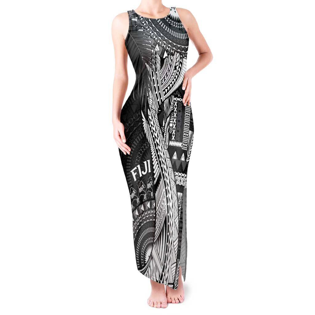 Fiji Rugby Personalised Bula Masi Tank Maxi Dress Fish Tail Kaivity Cibi - Black LT7 Women Black - Polynesian Pride