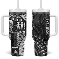 Fiji Rugby Personalised Bula Masi Tumbler With Handle Fish Tail Kaivity Cibi - Black LT7 One Size: 40 oz Black - Polynesian Pride