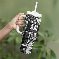 Fiji Rugby Personalised Bula Masi Tumbler With Handle Fish Tail Kaivity Cibi - Black LT7 - Polynesian Pride