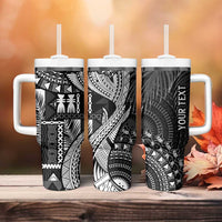 Fiji Rugby Personalised Bula Masi Tumbler With Handle Fish Tail Kaivity Cibi - Black LT7 - Polynesian Pride