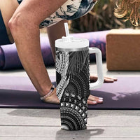 Fiji Rugby Personalised Bula Masi Tumbler With Handle Fish Tail Kaivity Cibi - Black LT7 - Polynesian Pride