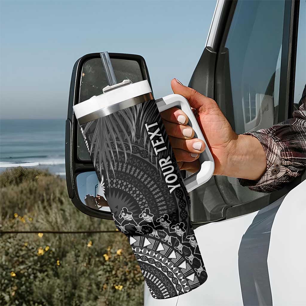 Fiji Rugby Personalised Bula Masi Tumbler With Handle Fish Tail Kaivity Cibi - Black LT7 - Polynesian Pride
