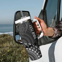 Fiji Rugby Personalised Bula Masi Tumbler With Handle Fish Tail Kaivity Cibi - Black LT7 - Polynesian Pride