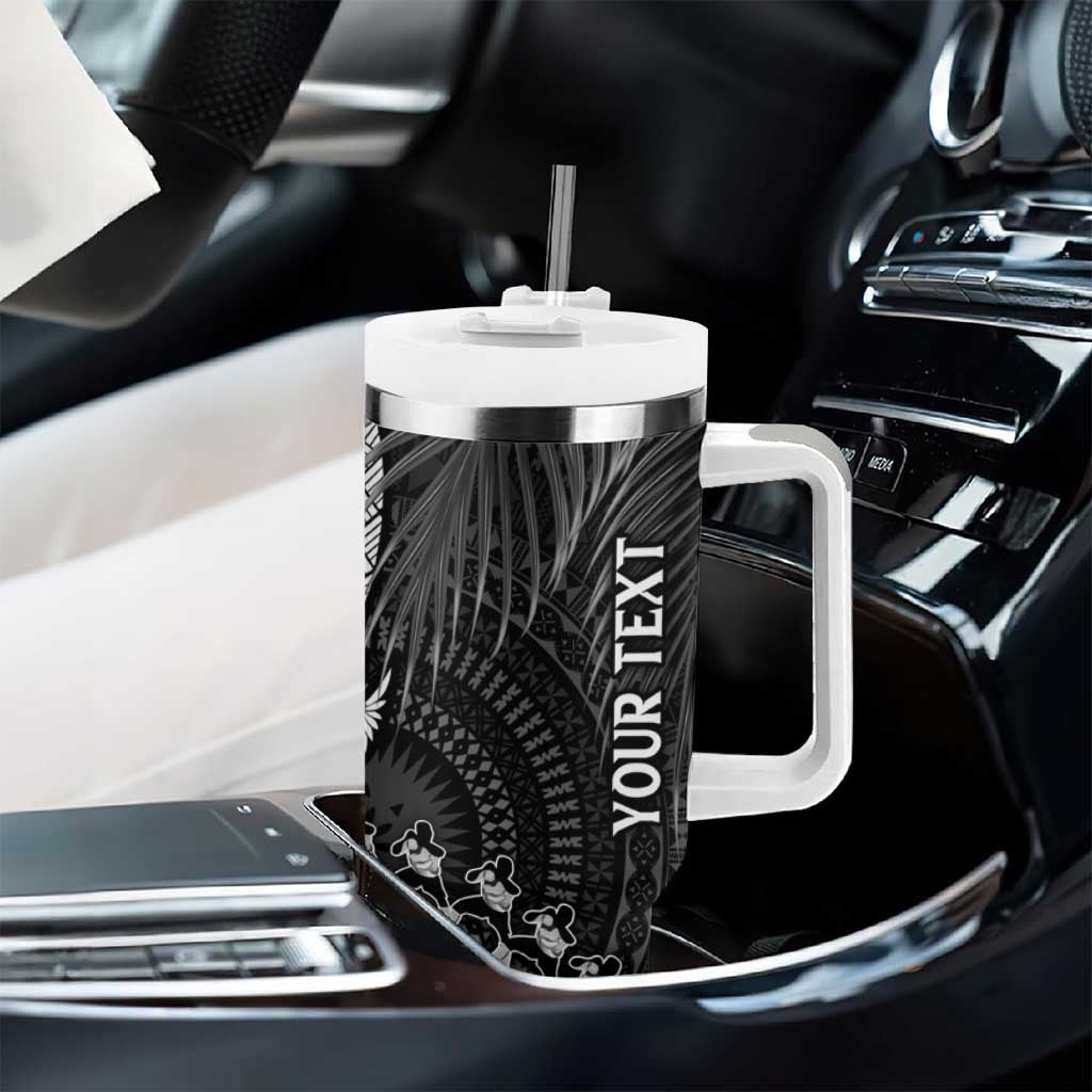 Fiji Rugby Personalised Bula Masi Tumbler With Handle Fish Tail Kaivity Cibi - Black LT7 - Polynesian Pride