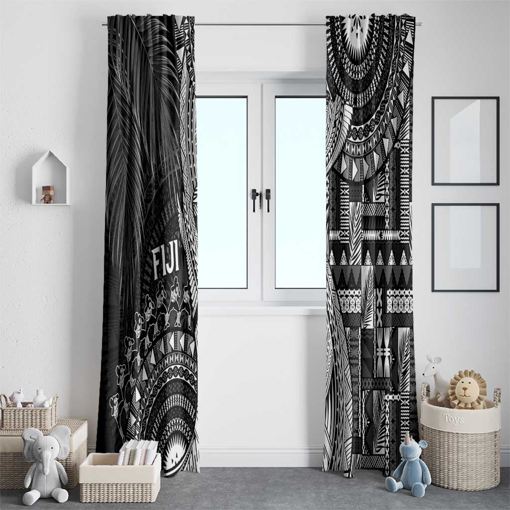 Fiji Rugby Bula Masi Window Curtain Fish Tail Kaivity Cibi - Black