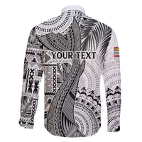 Fiji Rugby Personalised Bula Masi Family Matching Long Sleeve Bodycon Dress and Hawaiian Shirt Fish Tail Kaivity Cibi - White LT7 - Polynesian Pride