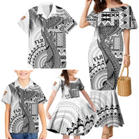 Fiji Rugby Personalised Bula Masi Family Matching Mermaid Dress and Hawaiian Shirt Fish Tail Kaivity Cibi - White LT7 - Polynesian Pride