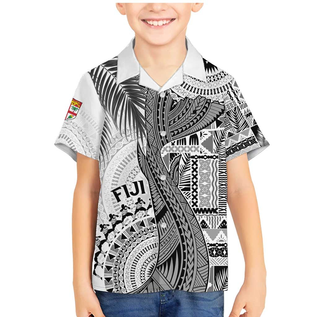 Fiji Rugby Personalised Bula Masi Family Matching Mermaid Dress and Hawaiian Shirt Fish Tail Kaivity Cibi - White LT7 Son's Shirt White - Polynesian Pride