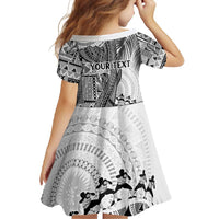 Fiji Rugby Personalised Bula Masi Family Matching Off Shoulder Maxi Dress and Hawaiian Shirt Fish Tail Kaivity Cibi - White LT7 - Polynesian Pride